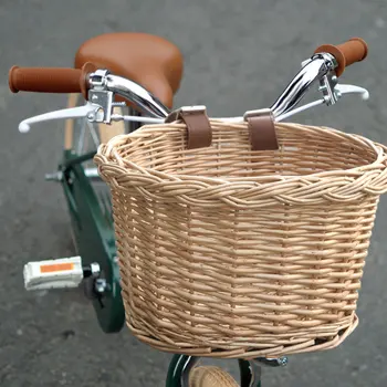 Bike Basket, Wicker Front LENKER Fahrrad Korb Verstellbare Abnehmbare Woven Korb für Radfahren Fahrrad Zubehör