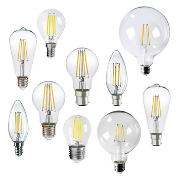 Retro Edison LED Filament Glühbirne E27 E14 B22 Lampe AC220V Glühbirne C35 G45 A60 ST64 G80 G95 G125 Glas Birne Vintage Kerze Licht