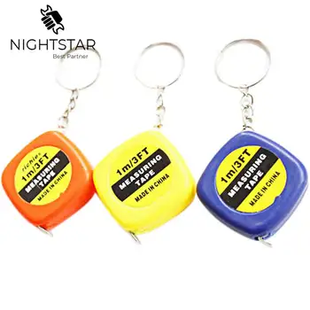 5pcs Stil Neue Mini Keychain Key Ring Easy Retractable Tape Measure Pull Lineal 1M Farbe Zufällig