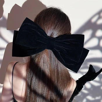 Samt Übergroßen Bogen Haar Clip für Frauen Mädchen Schwarz Elegante Haarnadeln Vintage High-end Top clip Prom Party Haar Zubehör Winter