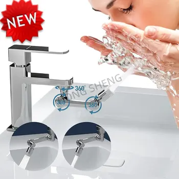 Roboter-Arm-Küche Wasserhahn Belüfter 1080° - Drehung Extender Adapter, Splash-proof Swivel Wasser Saving Kunststoff Wasserhahn Spray Kopf