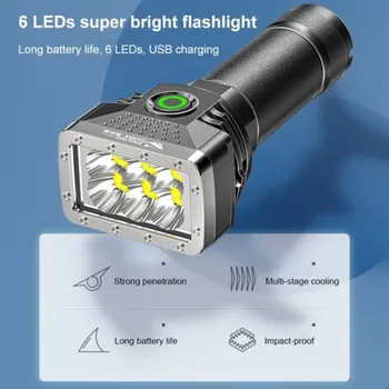 Super Helle Long-range-Taschenlampe Wiederaufladbare Vier-Gang LED Licht Hause im Freien Tragbare Leuchtenden Taschenlampe Notfall zu Arbeiten