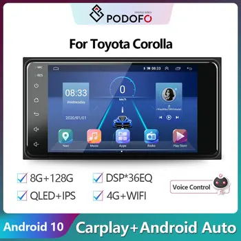 Podofo 2Din Android 10.0 Auto Radio Auto Multimedia Video Player GPS Navigation CarPlay 2Din Stereo Für Toyota Corolla Autoradio