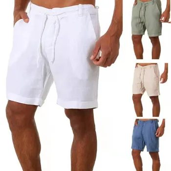 Neue Männer Frühjahr Casual Taschen Hosen Shorts Tasten Kurze Männer Bodybuilding Männer Shorts Baumwolle Leinen Running Shorts Bermudas