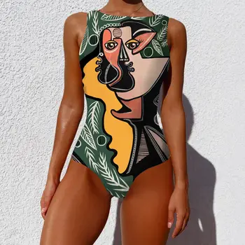 Ein Stück Badeanzug Frauen Bademode Monokini Badeanzug Retro Vintage Badeanzug Beachwear Slim Schwimmen Tragen S~2XL