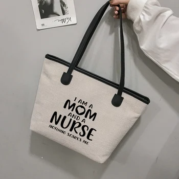 Geschenk für Mama Krankenschwester Tote-Tasche Lustige Gedruckt Frauen Leinwand Strand Tasche Handtasche