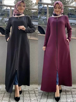 Herbst Marokko, Kleid Muslimische Frauen Reißverschluss Öffnen Abaya Indien Abayas Dubai Türkei Islam-Partei Kaftan Robe Longue Vestidos Largos
