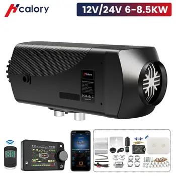 Hcalory 12V&24V 6-8.5 KW 90mm air outlet Auto Parkplatz Diesel Luft Heizung 10L Tank LCD bluetooth APP Remote Control Voice Broadcast