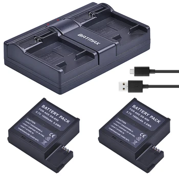 2Pcs 1500mAh DS-S50 DSS50 S50 Batterie Akku + USB Dual Ladegerät für AEE DS-S50 S50 AEE D33 S50 S51 S60 S71 S70 Kameras Batterie