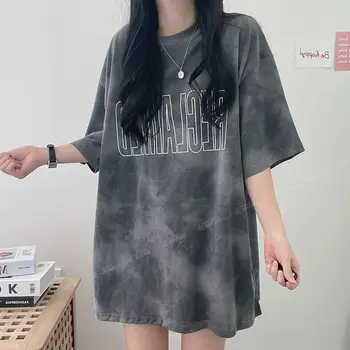 Frauen Mid Länge Übergroßen T-shirt Lose japanischen Y2k Streetwear Kawaii Kpop Outfit Short Sleeve Tee Bekleidung T-shirts