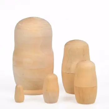 5Pcs Holz Blank Unpainted DIY Embryonen Russian Nesting Dolls Spielzeug Malen-Skill-Training Für Kind Kind Erwachsene Kreative Geschenk Präsentieren