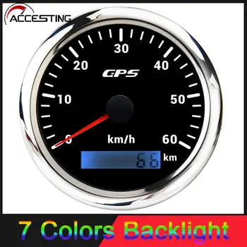 Neue 85MM GPS Tacho für Motorrad Mit 7 Farben Hintergrundbeleuchtung Tachometer Für Boot Auto Auto Mit GPS-Sensor