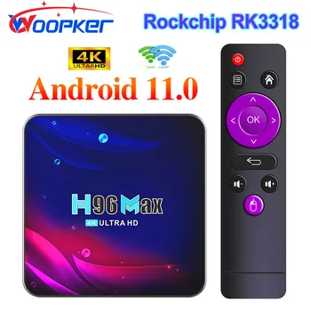 Woopker H96 Max TV Box V11 Rockchip RK3318 Android 11 Dual WiFi 2,4 G/5G BT 4.0 4K HDR 10.0 Smart Digitale TV-Set-Tops