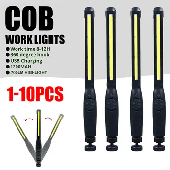 USB Aufladbare LED Taschenlampe Neue COB Magnetische Arbeit Lampe Tragbare Lanterna Gebaut In Batterie Camping Taschenlampe Notfall Licht