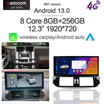 1920*720 IPS Carplay 8G+128G Android 13.0 Auto DVD Player DSP GPS WIFI multimedia Radio Für Toyota LAND CRUISER PRADO 2009-2013