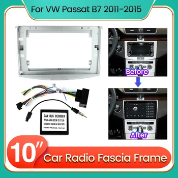 Für VW Volkswagen Passat B7 2011-2015 10-Zoll-Auto-DVD-Frame-Adapter Canbus-Box-Decoder Dashboard Trim Kit Dashboard Panel