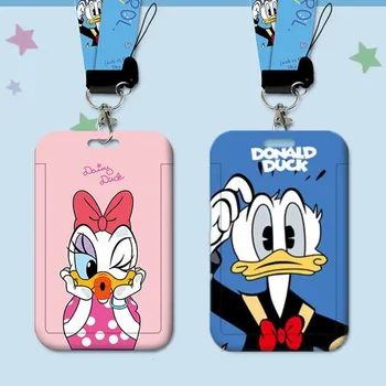 Disney Donald Duck ID Karte Halter für Mädchen, die Klassischen Comic-Figuren Daisy Student Tragbare Campus Karte Fall mit Keychain