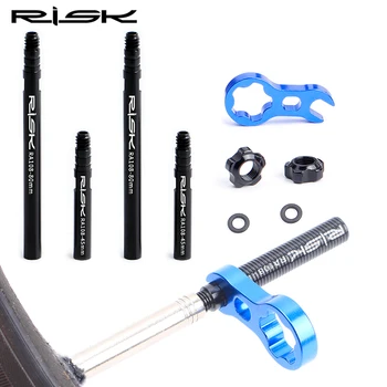 RISIKO-RA108 Integrierte Abnehmbare 45mm 80mm Bike Bicycle Inner Tubes Presta Ventil Extender Verlängerung Mit Core Schraubenschlüssel Aluminium