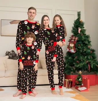 Xmas Familie Passenden Pyjamas Set 2023 Christmas Deer Santa Drucken Pjs Erwachsene Kind Kleidung Outfit set Baby Overall+Hund Kleidung