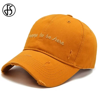 FS 2023 Trendy Brown Orange Hut Baumwolle Getragen-Loch-Design Baseball Kappe Für Männer Frauen Caps Schreiben Stickerei Trucker Hüte Knochen