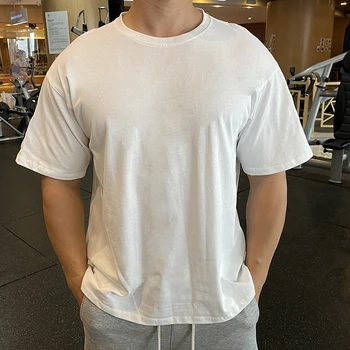 Männer Baumwolle T-Shirt Harajuku Komfort Atmungsaktiv Sport Kurzarm Bodybuilding-Fußball-Kleidung Sportbekleidung T Shirt für Männliche