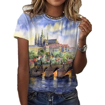 Sommer Heißer Verkauf Frauen 3D-Druck T-shirt Abstrakter Straße Freizeit Kurzarm Muster Tees O-neck Women ' s T-Shirt Top 6XL