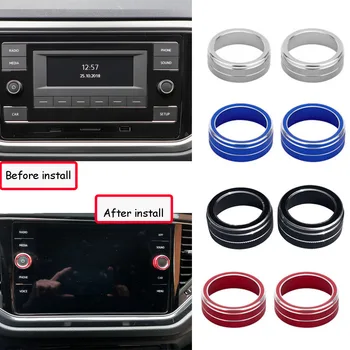 2pcs Auto Audio Stereo Volumen Control Knob Knopf Ring Abdeckung für Volkswagen Tiguan mk2 Atlas T-ROC 2017-2019