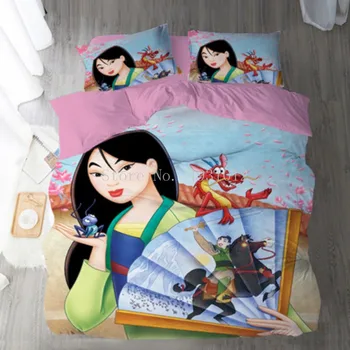 Disney Mulan Bettwäsche Set Einzigen Doppel Königin König Duvet Abdeckung Kissenbezug Mädchen Bett Abdeckung 3 Pcs Kinder Home Textile