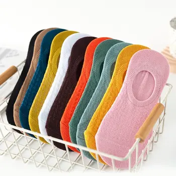 - Socken für Frauen Frühling und Sommer Boot Socken Flachen Mund Unsichtbare Baumwolle Socken Ins Candy Farbe Silikon Non-Slip Engen Socken