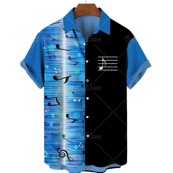 Hawaiian Men Music Shirt 3d Druck Musical Hinweis T-Shirts Für Männer Übergroßen Rock T-Shirt Männer Kleidung Männlichen Camisa Männer Designer