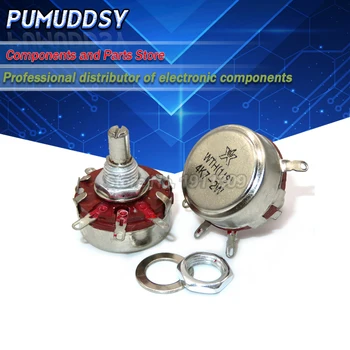 2PCS WTH118 2W 1A Potentiometer 1K 2.2 K 4.7 K 10K 22K 47K 100K 470K 1M WTH118-2W Runde Welle Carbon Rotary Taper Potentiometer